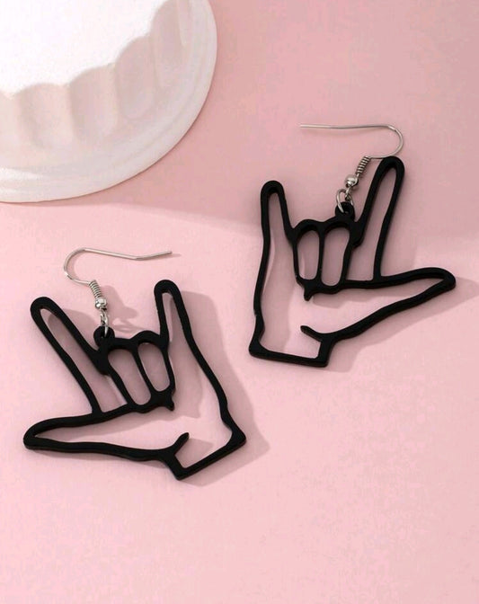 Acrylic Rock And Roll Love Sign Fun Personalized Earrings