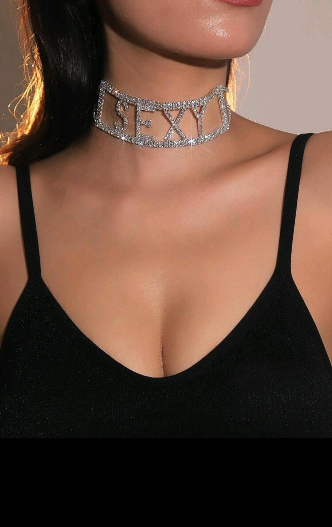 Slim Rhinestone Choker Necklace-Sexy