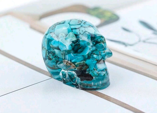 Mini Carved Turquoise Crystal Chip Skull