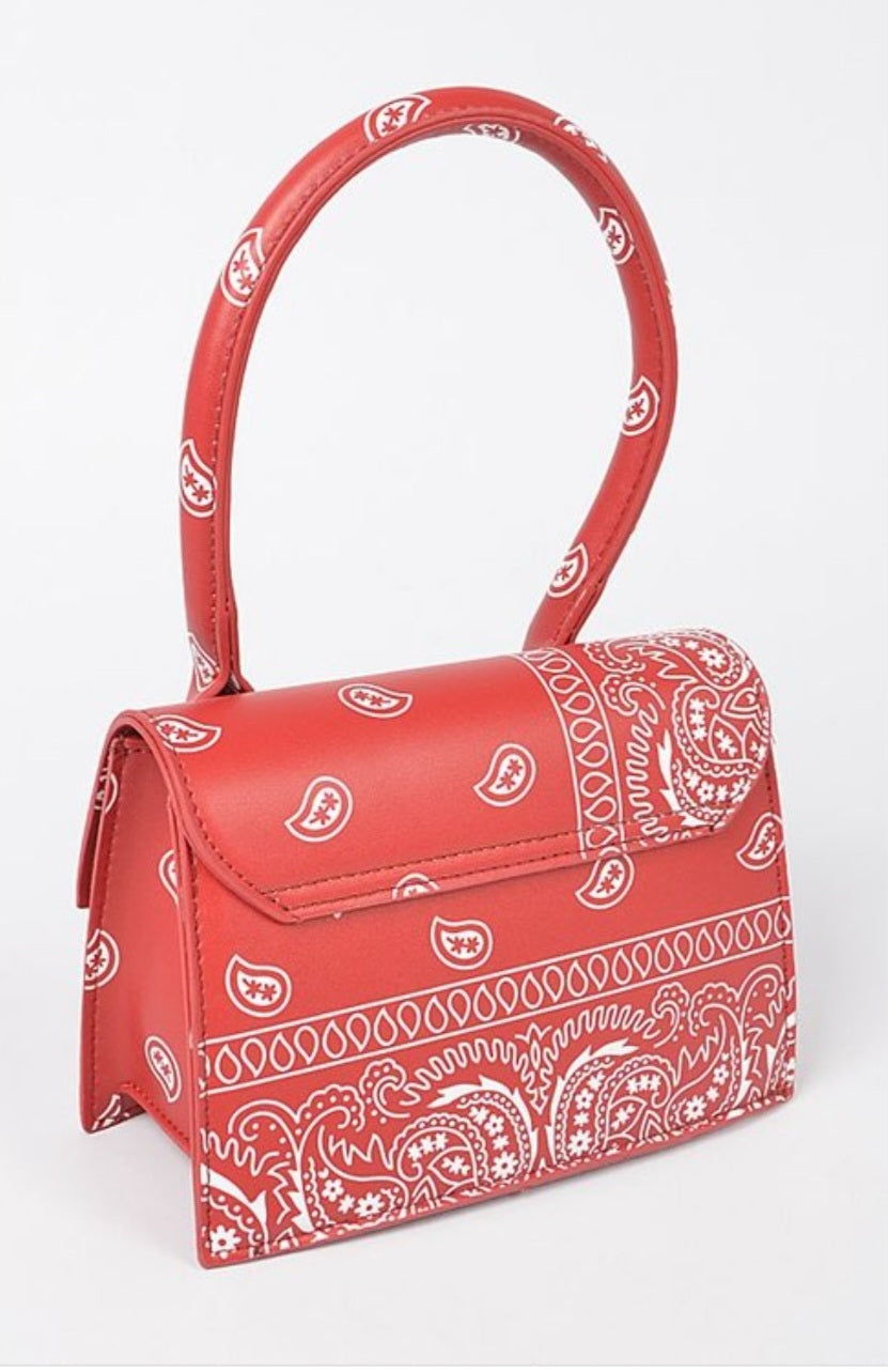 Bandana Single Handle Flap Crossbody Bag-Red