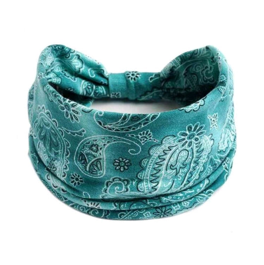 Paisley Boho Knot Headband-Teal