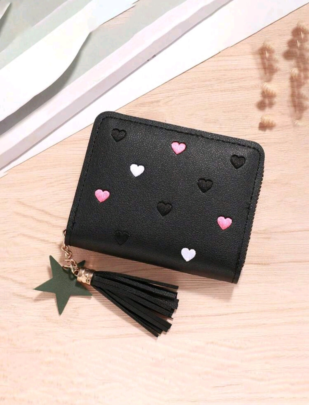 Heart Pattern Wallet-Black