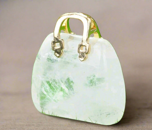 Natural Crystal Miniature Handbag-White