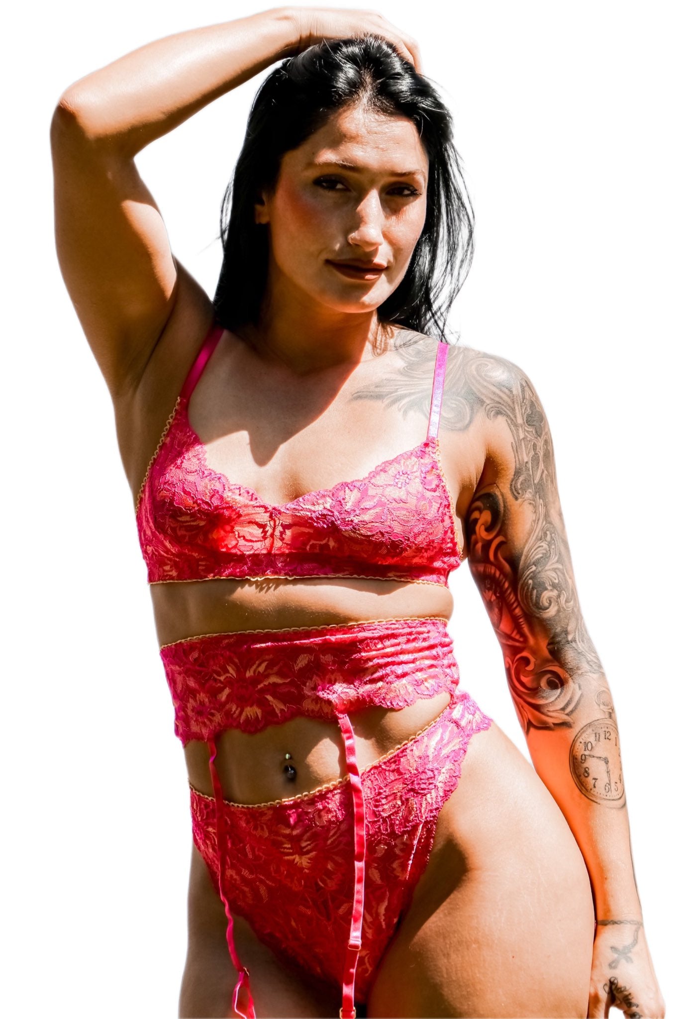 kilo brava pink and peach lace bralette front view 